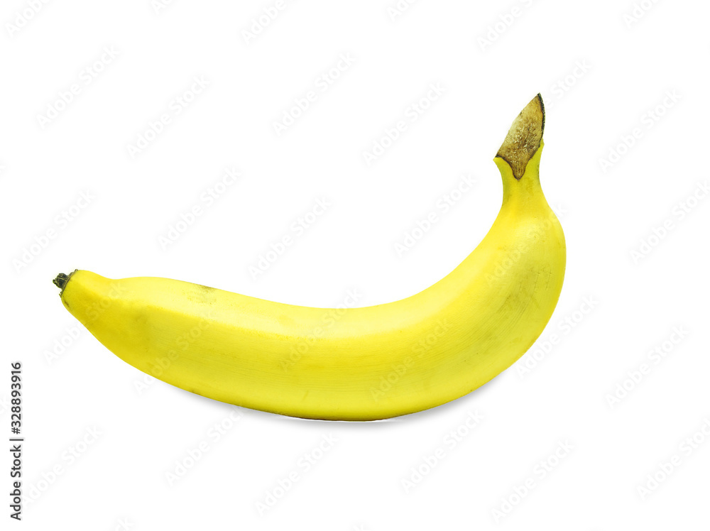 Single banana with clipping path isolated on white background.