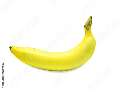 Single banana with clipping path isolated on white background.