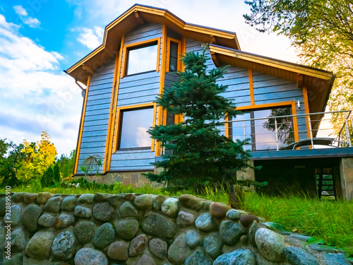 Wooden house bottom view. T...