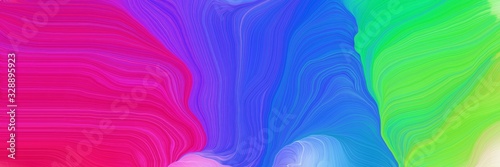 vibrant colored background banner with medium violet red, pastel green and royal blue color. elegant curvy swirl waves background illustration