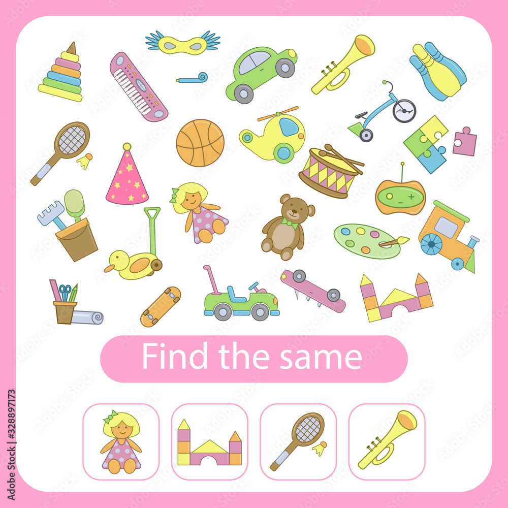 Find the same toys as the ones in the squares