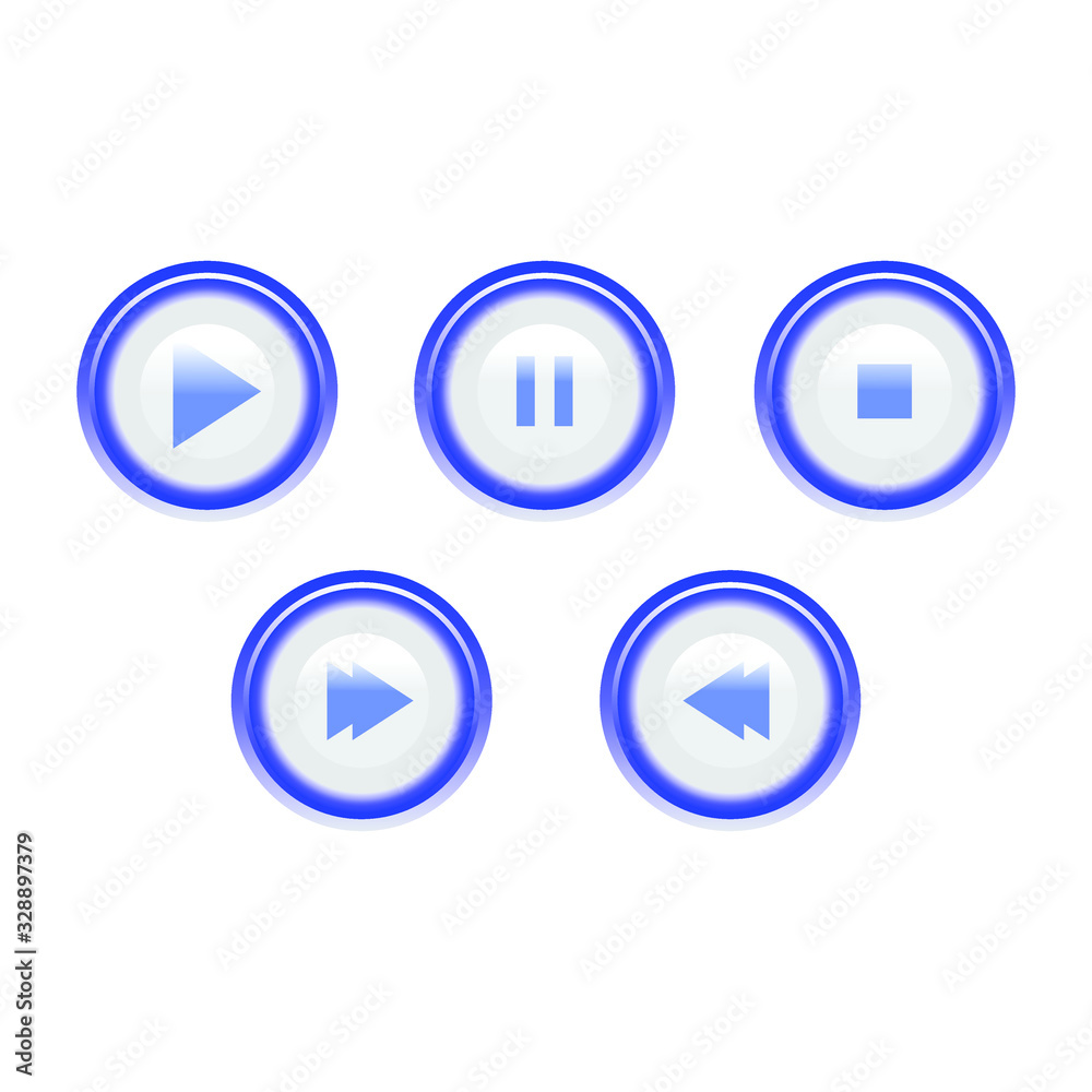 vector icon of play, pause and stop buttons, video and music player buttons, etc. vector icon of play, pause and stop buttons, video and music player buttons, etc.