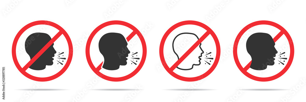 Set of no cough icons in four different versions in a flat design. Vector illustration Set of no cough icons in four different versions in a flat design. Vector illustration