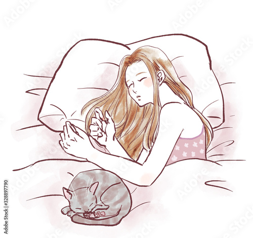 Obraz na płótnie 女性 睡眠 美容