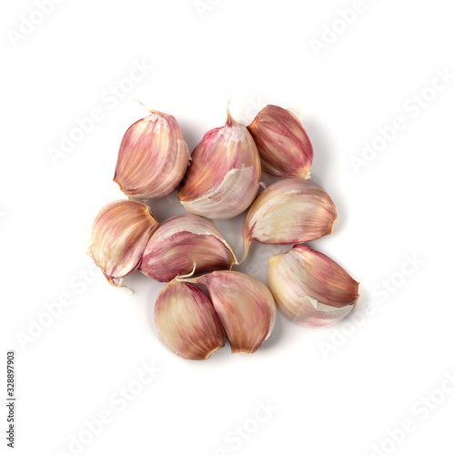 Heap of Garlic Cloves Isolated on White Background