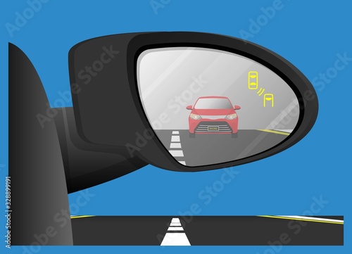 Blind Spot Monitoring Area Zone System Mirror Car Vehicle Side View Alert Warning Avoid Prevent Crash Detection Object Ultrasonic Radar Camera Sensor Technology Automotive Automobile Driver Safety 