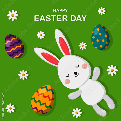 flat design happy easter day background. 