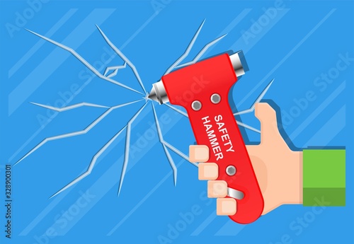 Escape submerged car sinking accident vehicle water dangerous flooded seatbelt damaged Break window tool seat belt driver	