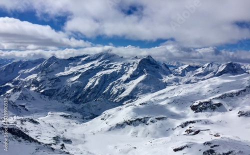 High mountains full of snow in winter  Italian Alps  Aosta valley