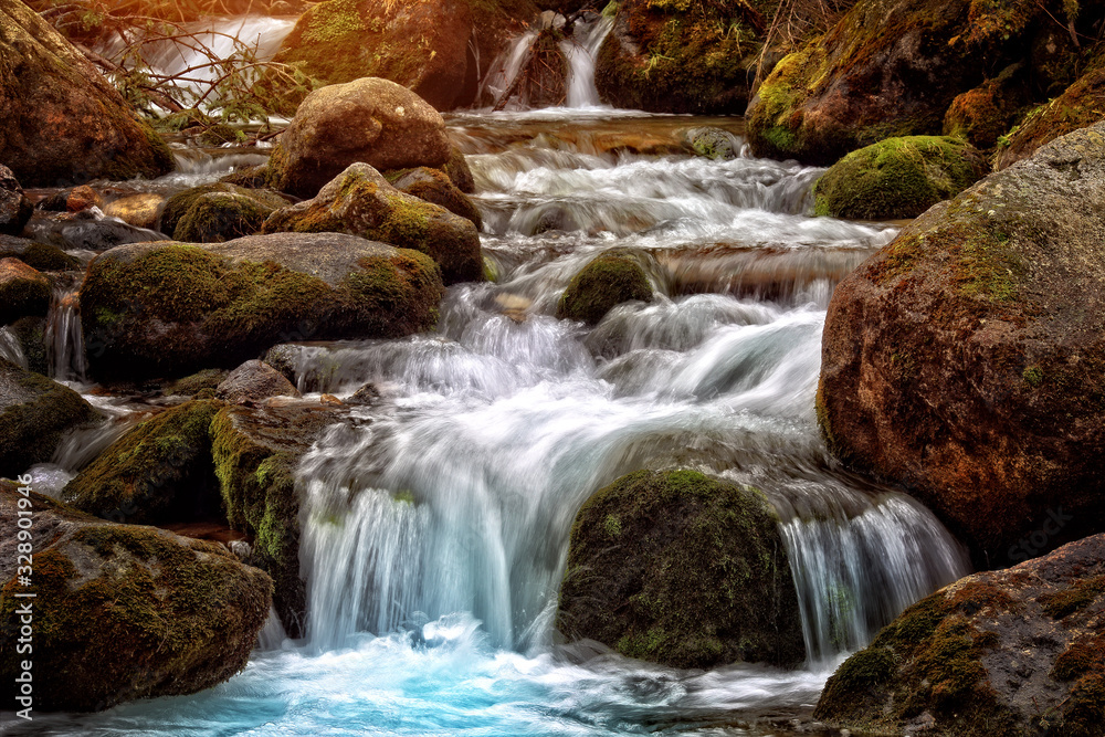 view of the mountain stream in the Polish mountains