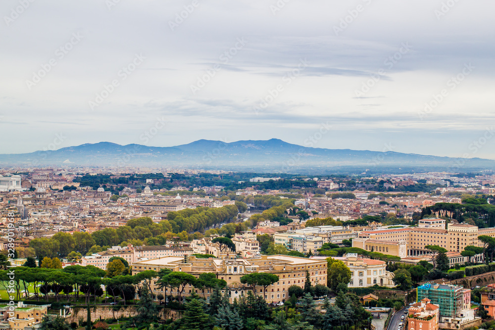 bird's eye view of Rome in Sunny weather