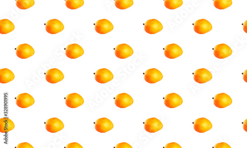 Fototapeta Naklejka Na Ścianę i Meble -  Colorful mango fruit pattern on a white background, top view
