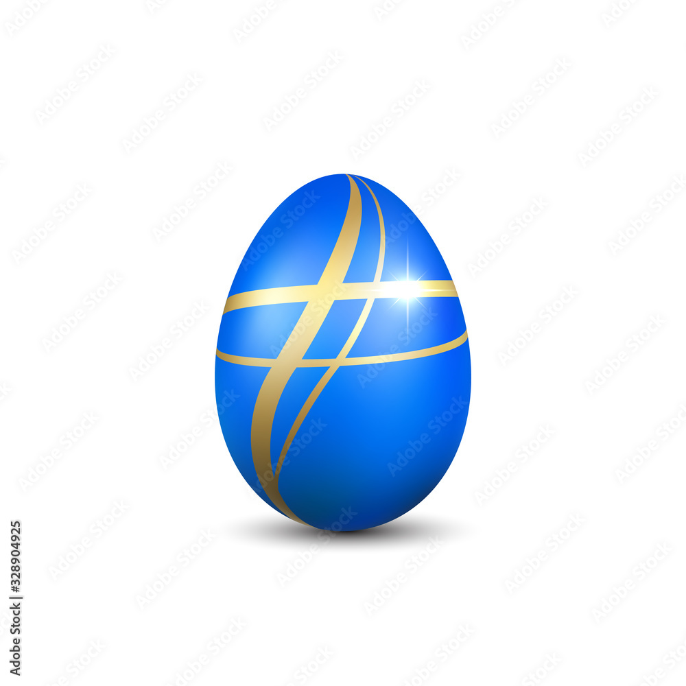 Easter egg 3D icon. Gold blue egg isolated white background. Golden design template, decoration Happy Easter celebration. Holiday element. Shiny pattern. Traditional symbol spring. Vector illustration Easter egg 3D icon. Gold blue egg isolated white background. Golden design template, decoration Happy Easter celebration. Holiday element. Shiny pattern. Traditional symbol spring. Vector illustration