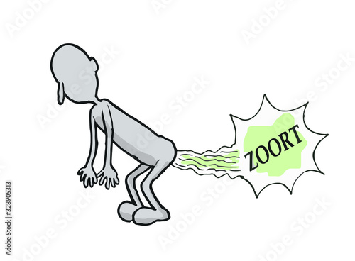 farting man. funny cartoon. vector