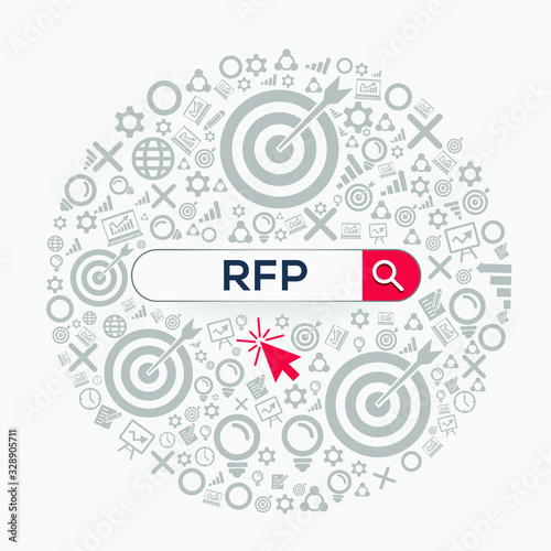 RFP mean (request for proposal) Word written in search bar ,Vector illustration.