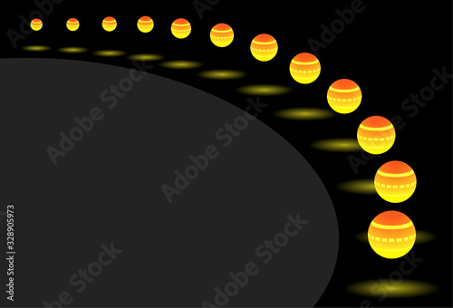 Abstract illustration illumination light ball, perspective lamp on the walk way