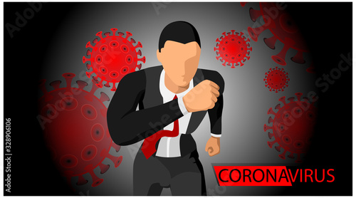 illustration of the dangers of corona virus. Virus terror impacts businessmen. Fright