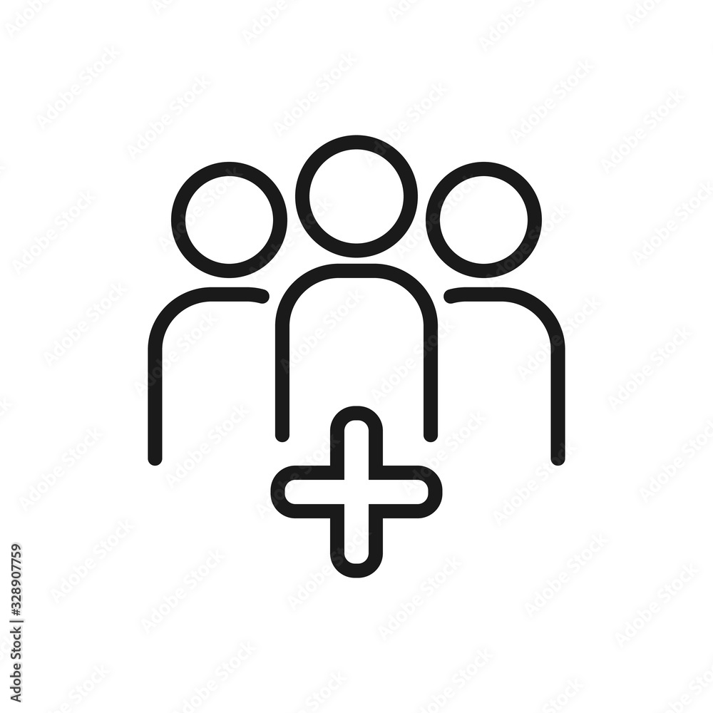 User Add Plus Line Icon On White Background User Add Plus Line Icon On White Background