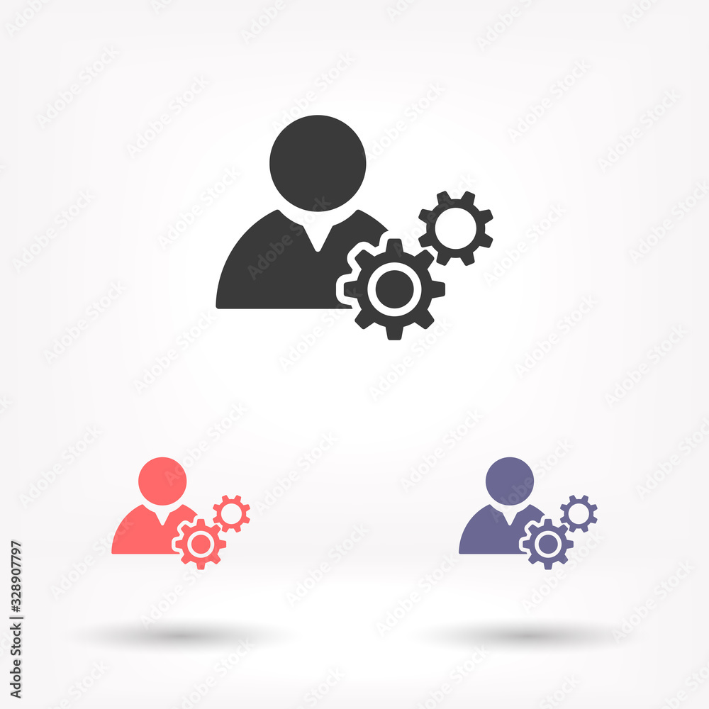 Man and cog vector icon , lorem ipsum Flat design Man and cog vector icon , lorem ipsum Flat design