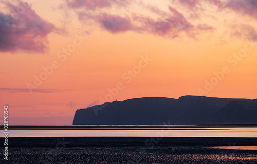 Summer dramatic sunset in the westfjords of Iceland.