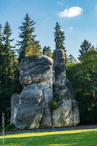 Adrspach Teplice rocks, the sandstone landscape in Bohemia, Czech Republic. Cliffs and mountains in Adršpach-Teplice Rocks. Adersbach-Weckelsdorfer Felsenstadt, Europe hills.