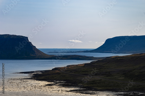 Landscape of westfjord with cloudy sky - Iceland.