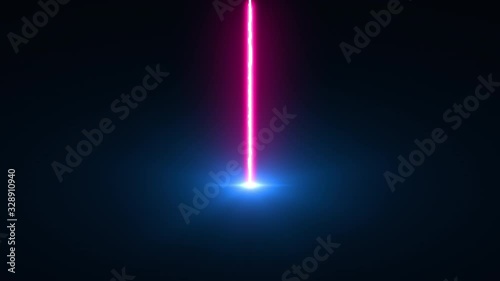Laser beam falls from top to bottom, 3d rendering backdrop. Computer generated an electric discharge