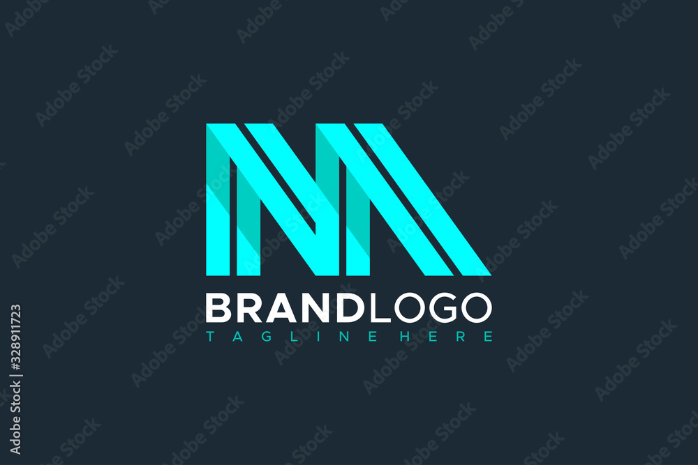 Fototapeta premium Logo Vector Abstract Initial Letter M or MN Linked. Flat Vector Logo Design Template Element