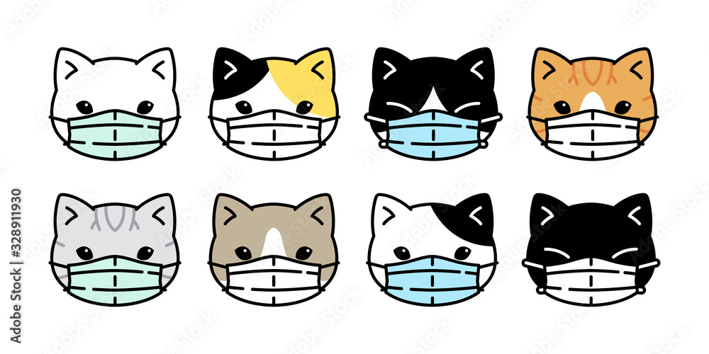 Cute Cat Face in Cartoon Doodle Style Vector Icon. Stock Vector