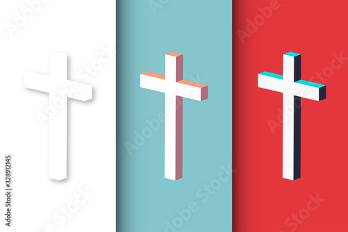 Billede på lærred christian cross creative logo isolated background vector