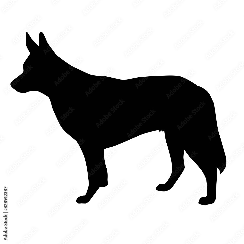 big standing dog from the side silhouette vector isolated on white background big standing dog from the side silhouette vector isolated on white background