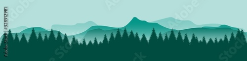 smokey mountain nature landscape forest silhouette vector