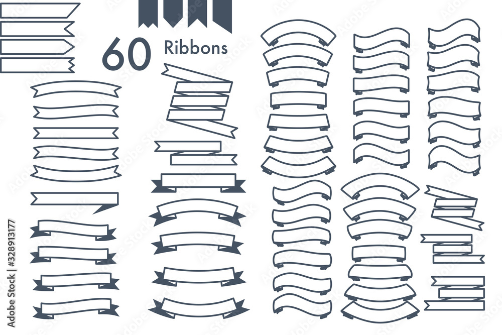 ribbon banner set label design isolated vector ribbon banner set label design isolated vector
