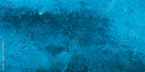 Faded grunge blue background with copy space for text or image. Panoramic watercolor pattern  creative artistic backdrop with aqua blots. Aquarelle paper card  painted abstract banner.