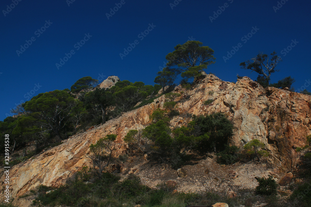 falaise de granite à lloret de mar en espagne