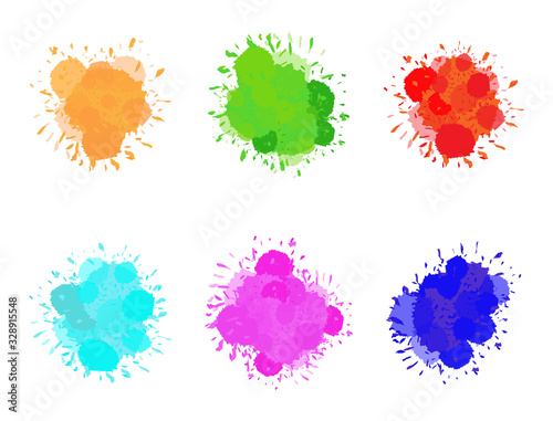 Ink splashes set vector. Bright watercolor spots isolated
