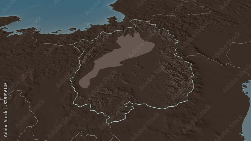 Shiga, prefecture with its capital, zoomed and extruded on the administrative map of Japan in the conformal Stereographic projection. Animation 3D Shiga, prefecture with its capital, zoomed and extruded on the administrative map of Japan in the conformal Stereographic projection. Animation 3D