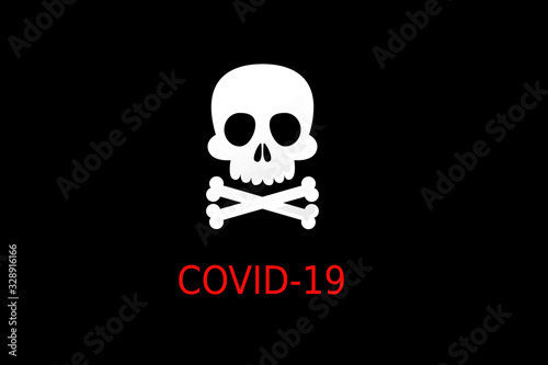 Symbol of death with the text " COVID-19" illustration.