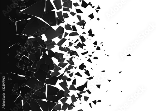 Abstract cloud of pieces and fragments after explosion. Demolition surface. Shatter and destruction effect. Vector illustration photo