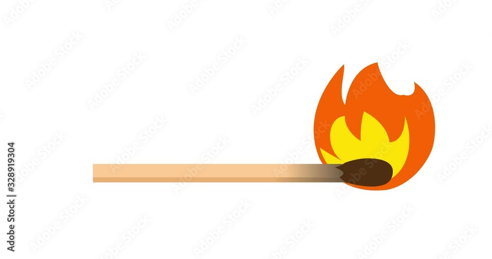 Fire and matches Emoji, icon animation on white background Stock Video