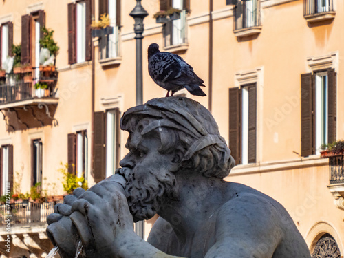 Architectural details of Fontana del Moro or Moro Fountain. Rome. Italy photo