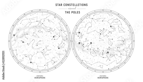Slika na platnu Star constellations around the poles