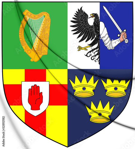 3D Provincial Arms of Ireland. 3D Illustration. photo