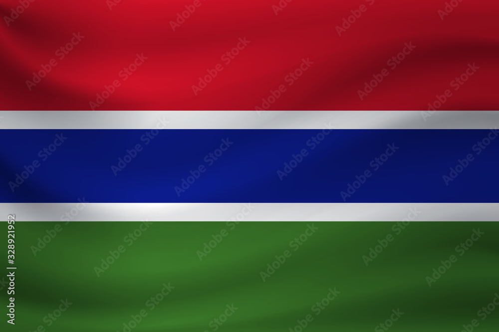 Waving flag of Gambia. Vector illustration