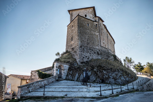 Historical center of Frontone with beautiful ancient houses photo