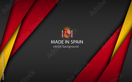 Made in Spain, modern vector background with Spanish colors, overlayed sheets of paper in Spanish colors, abstract widescreen background