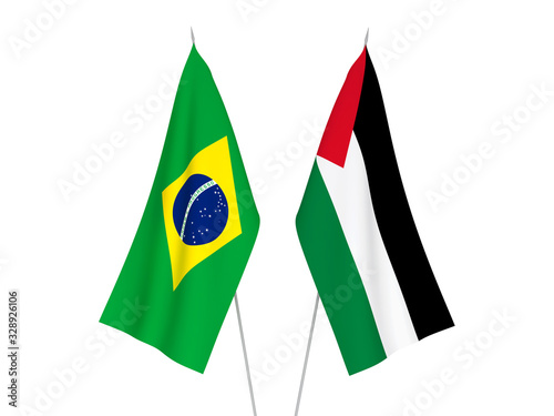 Brazil and Palestine flags