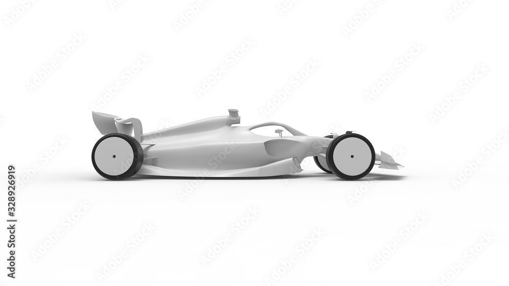 3D rendering of a race car ground effect new rules concept isolated