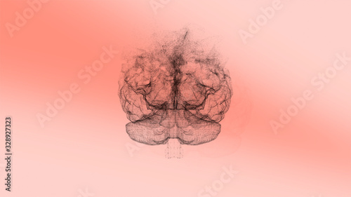 Fotografia 3D image of brain neurons ruining, causing mental illness personality disorder over red background