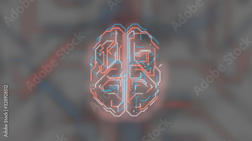 3d render of high-functioning brain processing information over light digital background.